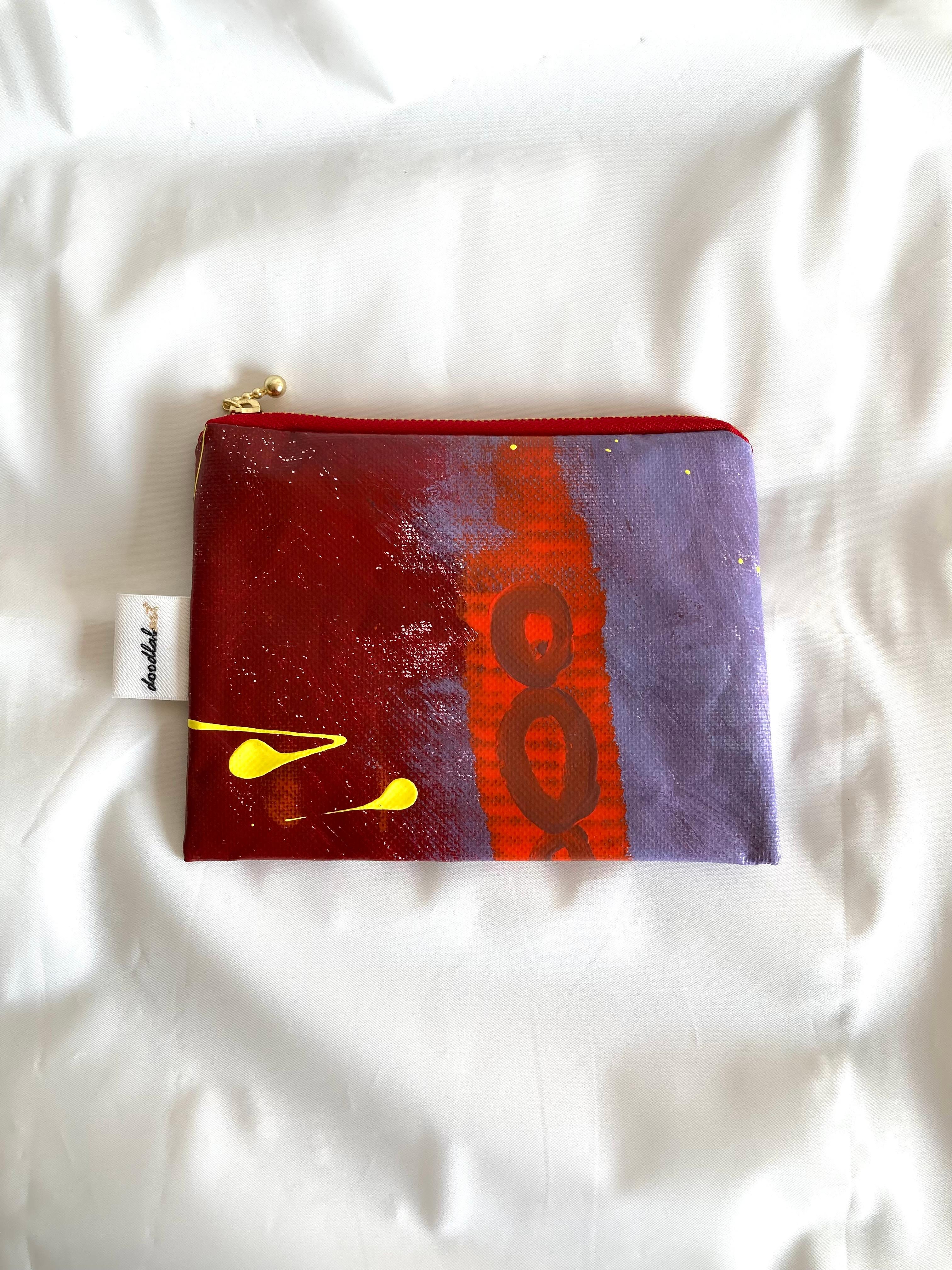 【ペイントポーチ　Mサイズ　PM6035】ポーチ/通帳ケース/メイクポーチ/防水/アート/1点物1枚目の画像