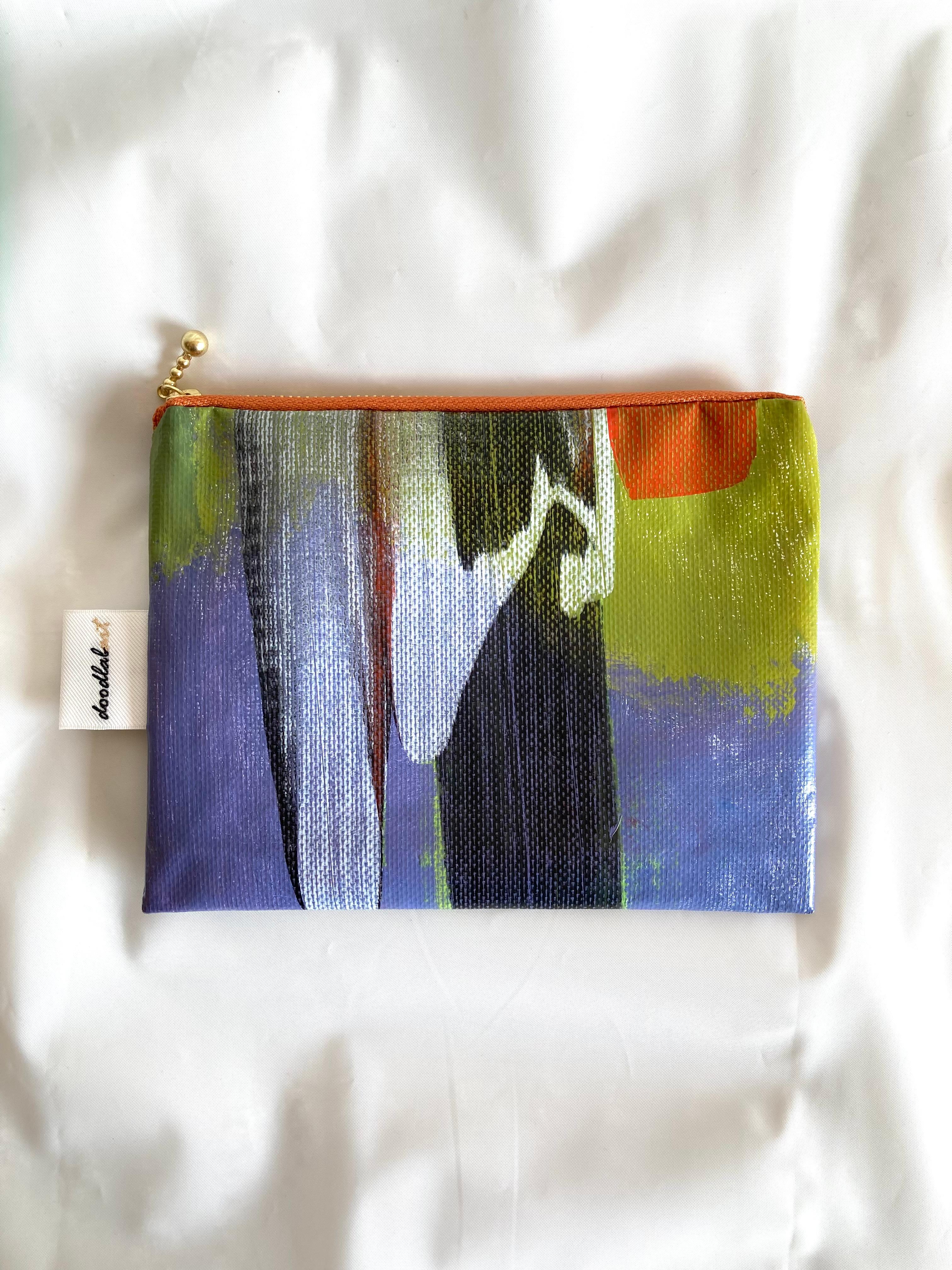 【ペイントポーチ　Mサイズ　PM6034】ポーチ/通帳ケース/メイクポーチ/防水/アート/1点物1枚目の画像