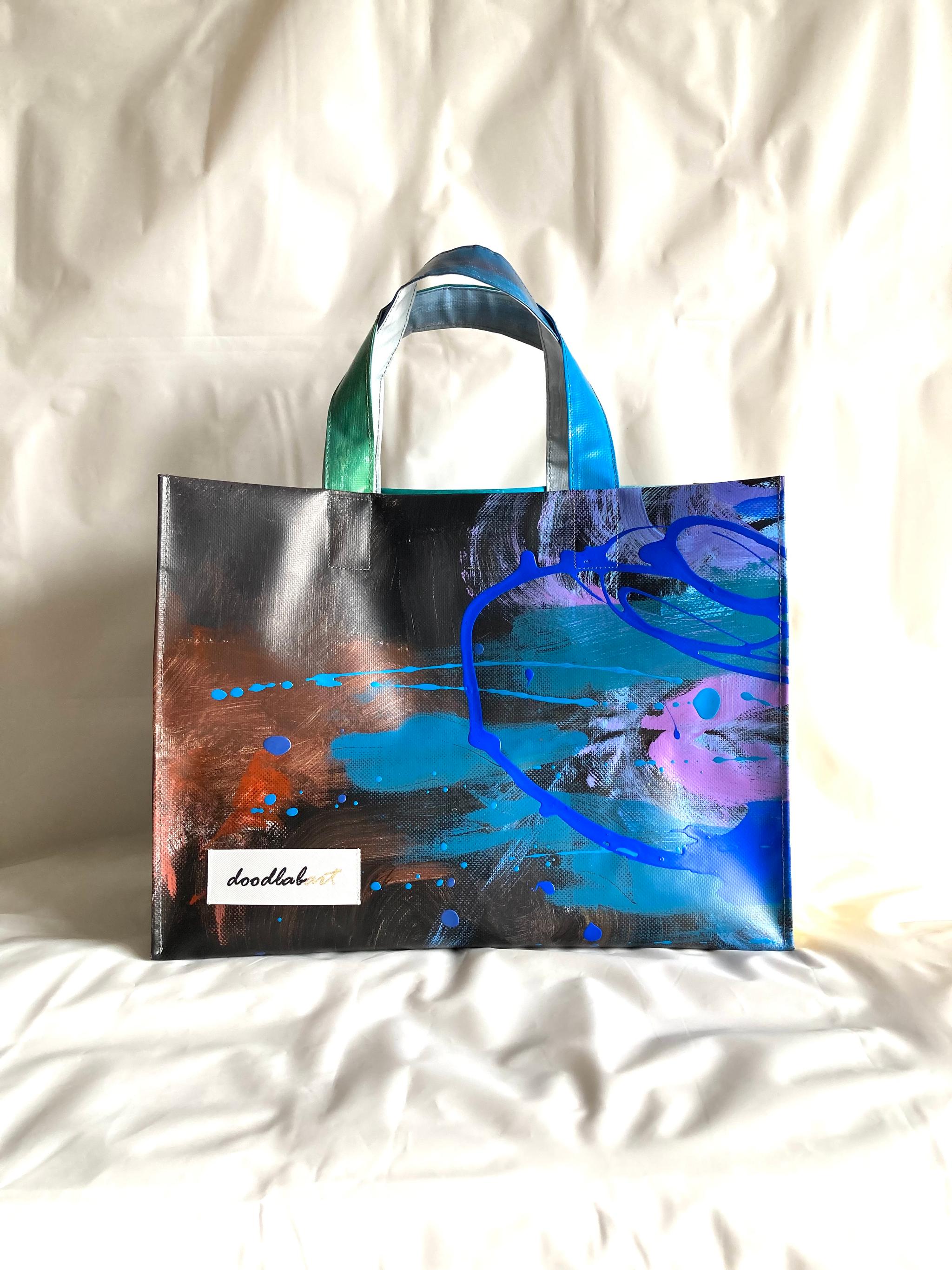 【ペイントトート　Lサイズ　STL4009】トートバッグ/A4/防水/アート/2way/1点物