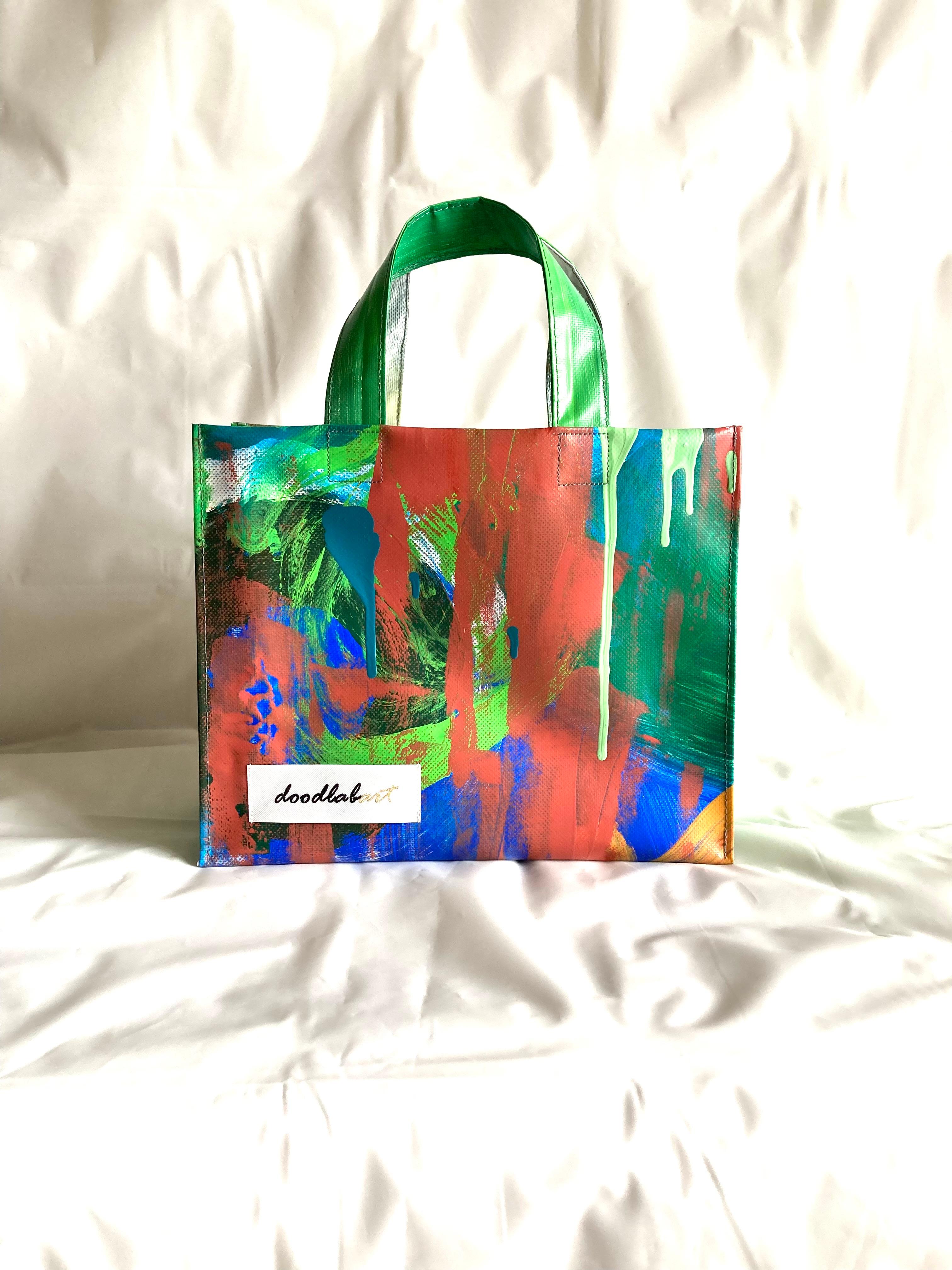 【ペイントトート　Mサイズ　STM6011】トートバッグ/防水/アート/2way/1点物