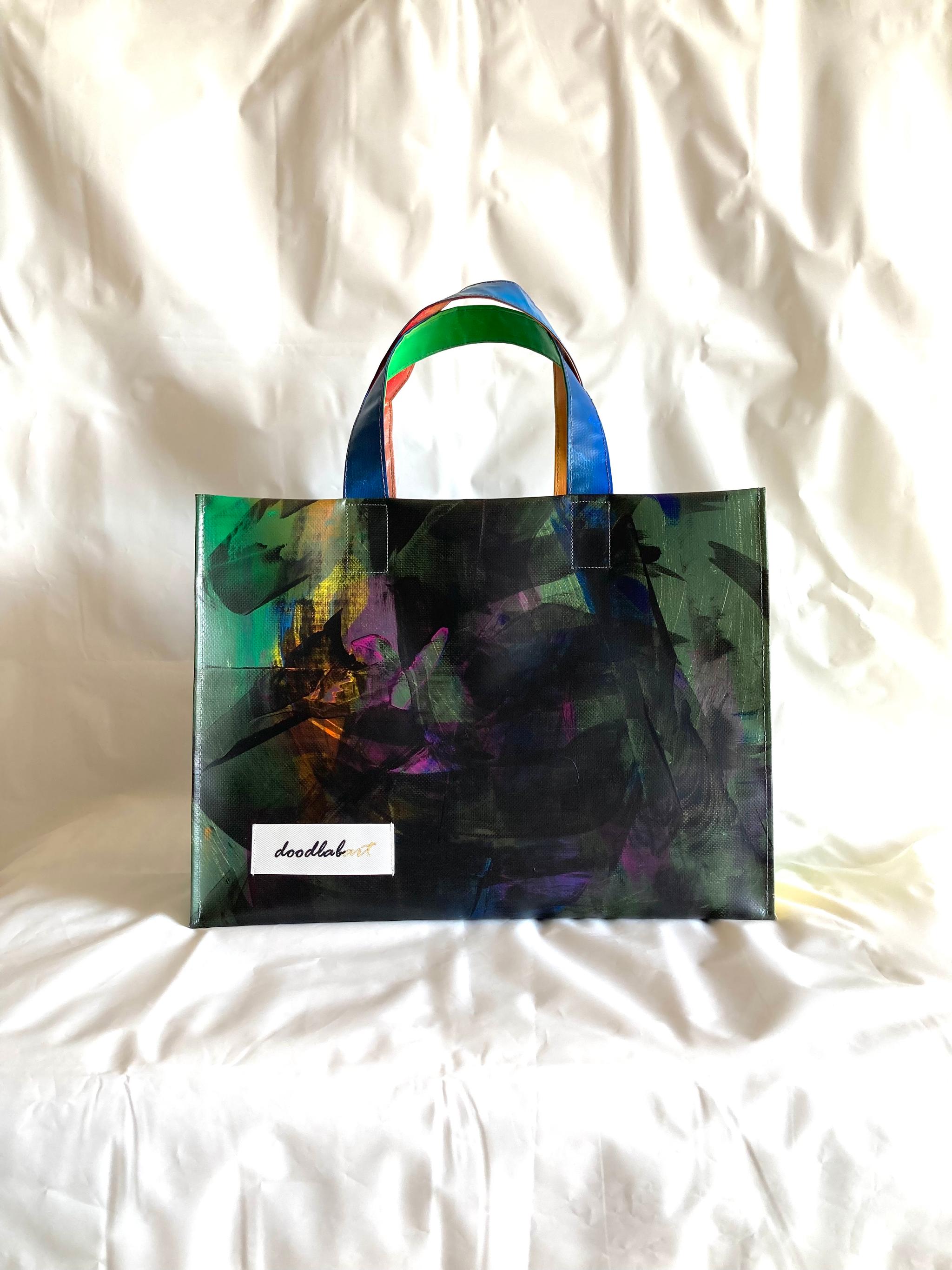 【ペイントトート　Lサイズ　STL4010】トートバッグ/A4/防水/アート/2way/1点物