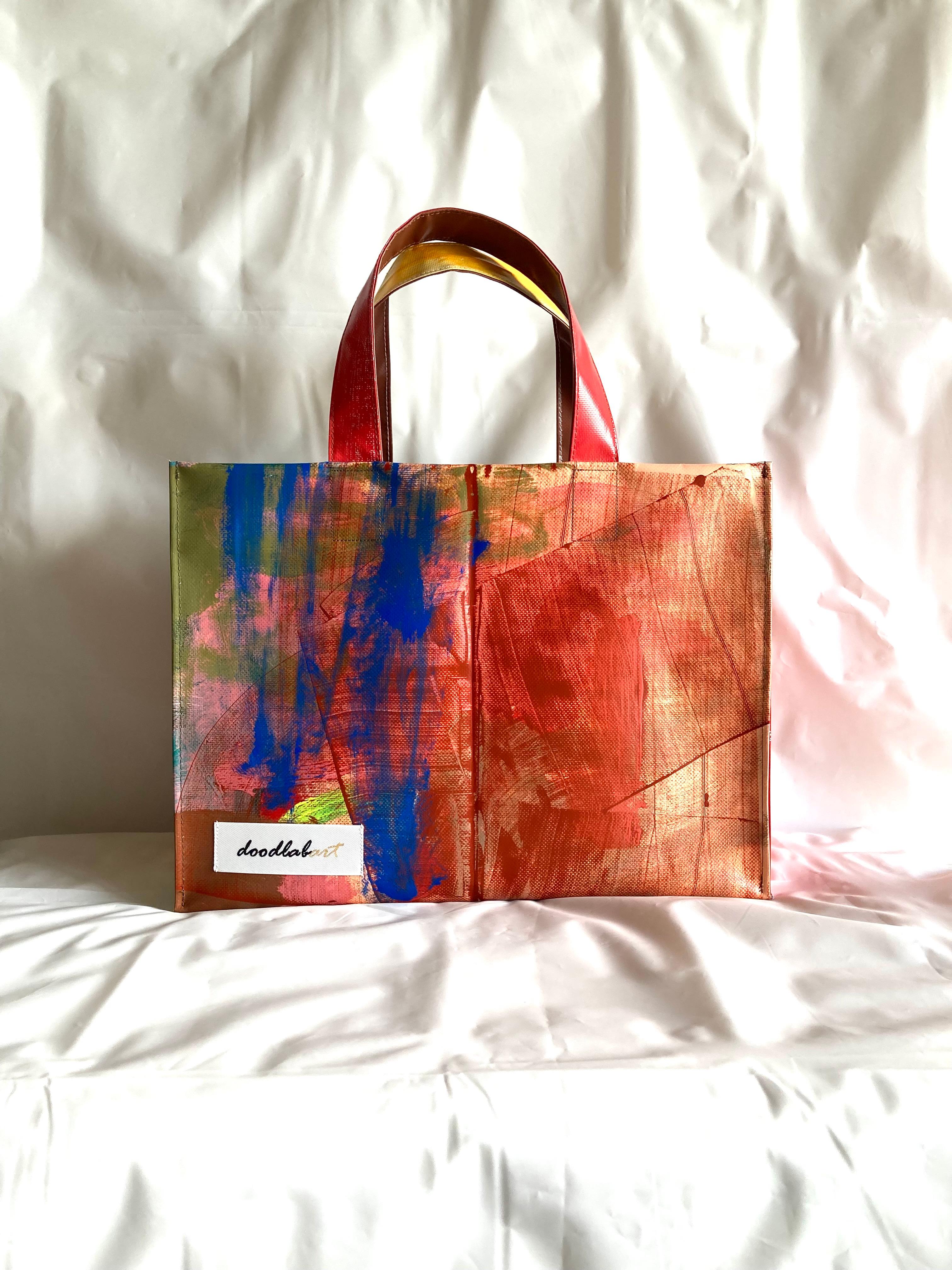 【ペイントトート　Lサイズ　STL4011】トートバッグ/A4/防水/アート/2way/1点物