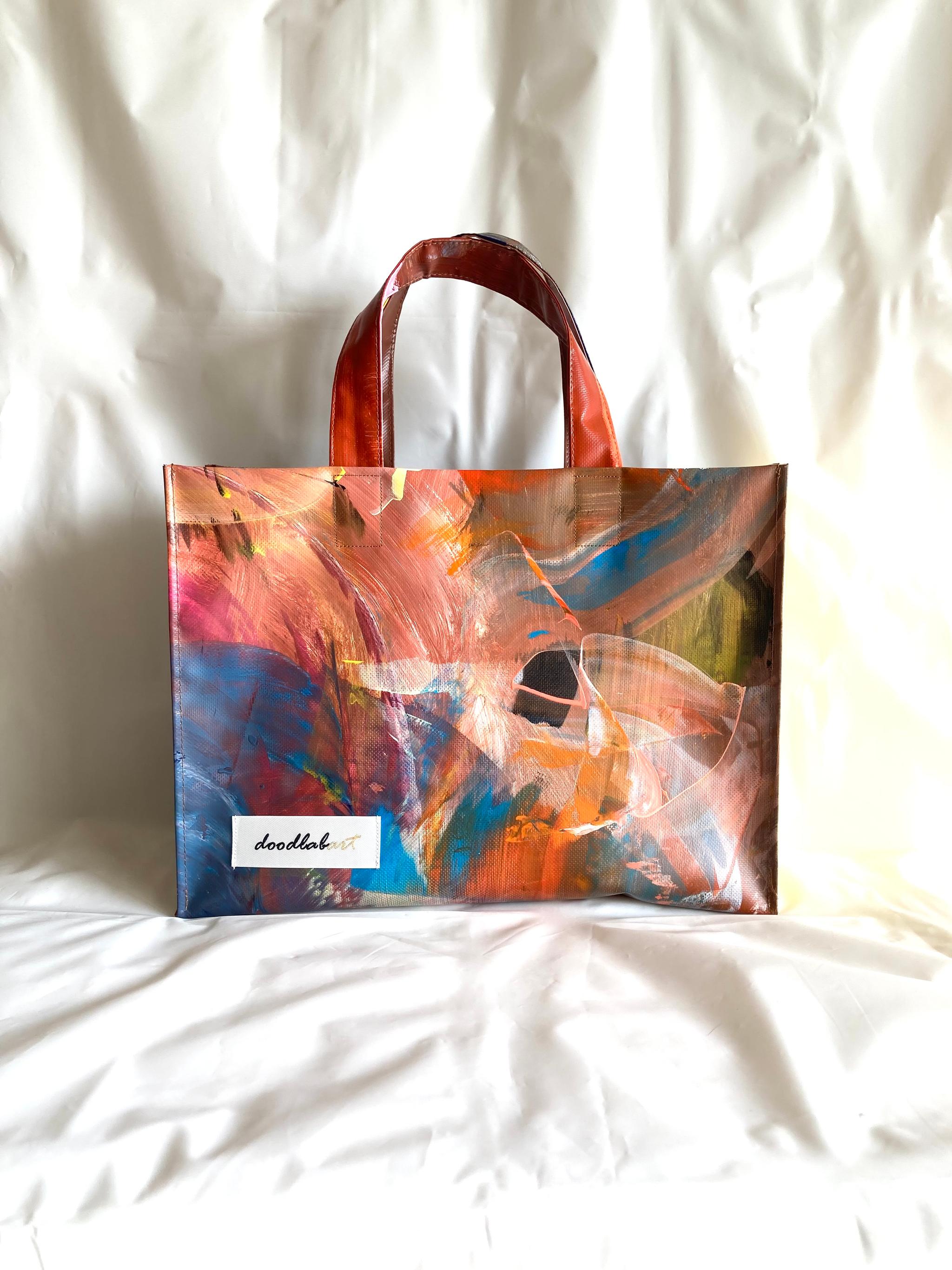 【ペイントトート　Lサイズ　STL4012】トートバッグ/A4/防水/アート/2way/1点物