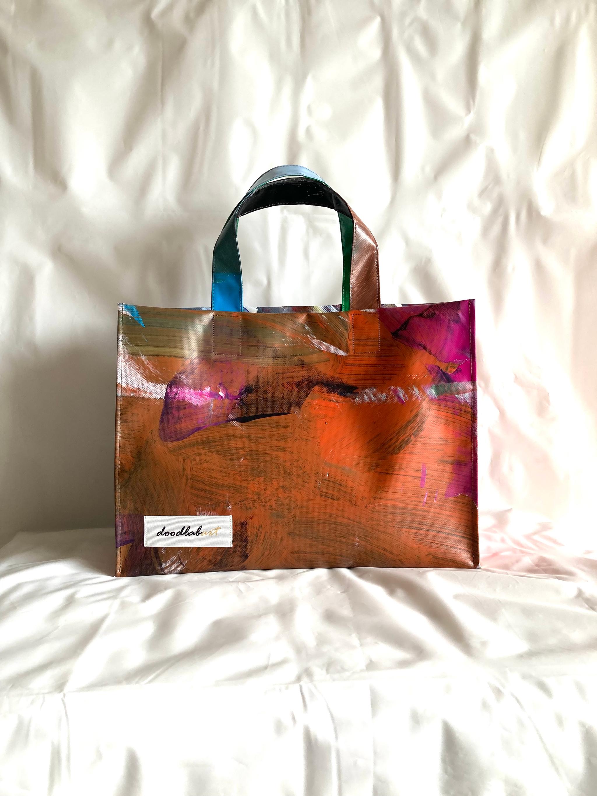 【ペイントトート　Lサイズ　STL4014】トートバッグ/A4/防水/アート/2way/1点物