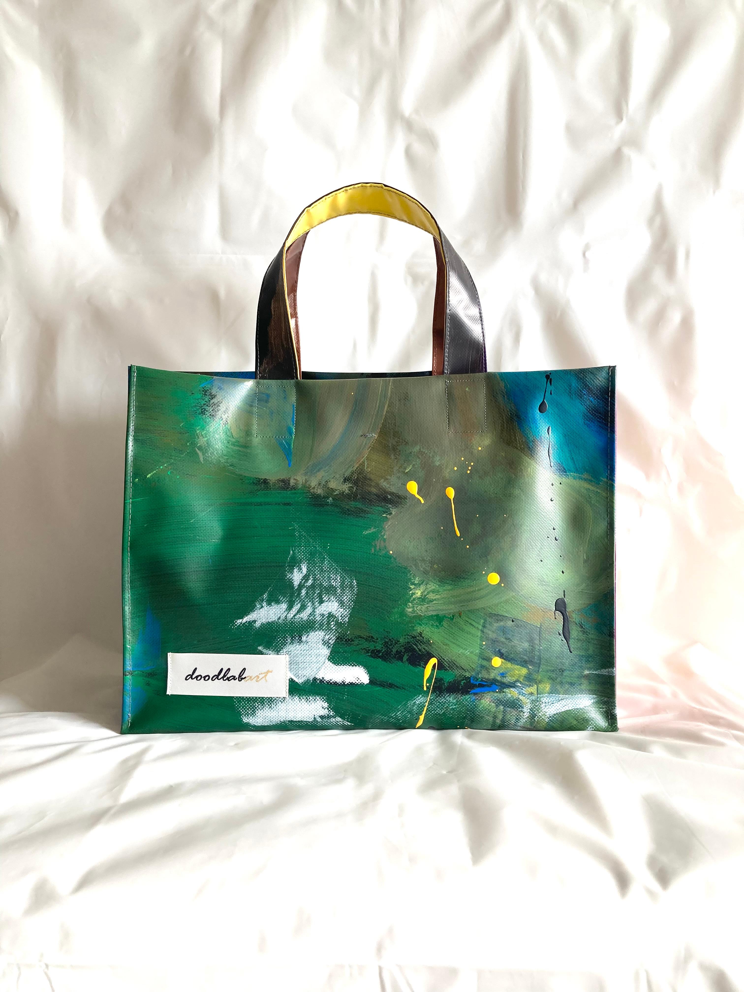 【ペイントトート　Lサイズ　STL4015】トートバッグ/A4/防水/アート/2way/1点物