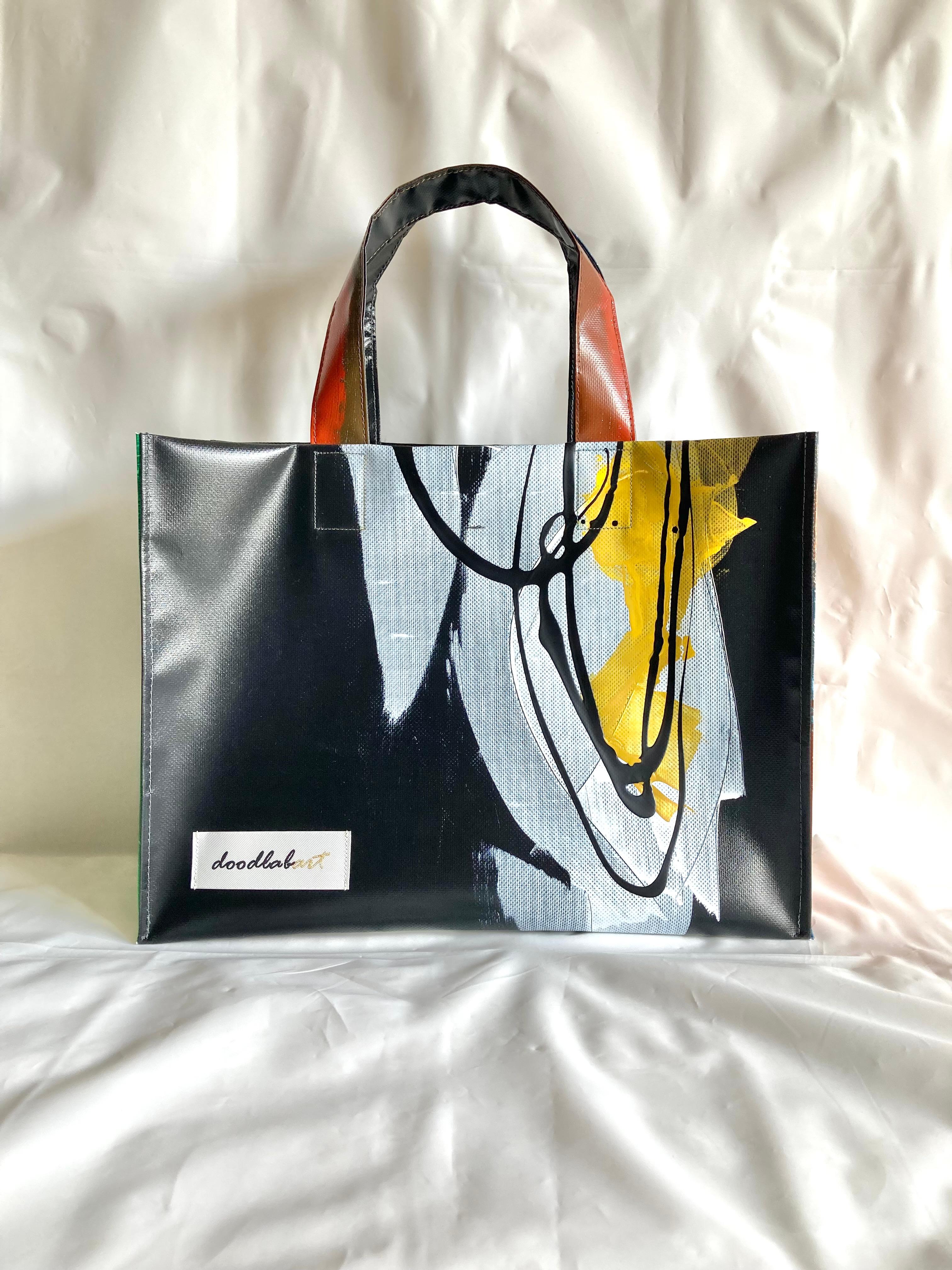 【ペイントトート　Lサイズ　STL4017】トートバッグ/A4/防水/アート/2way/1点物