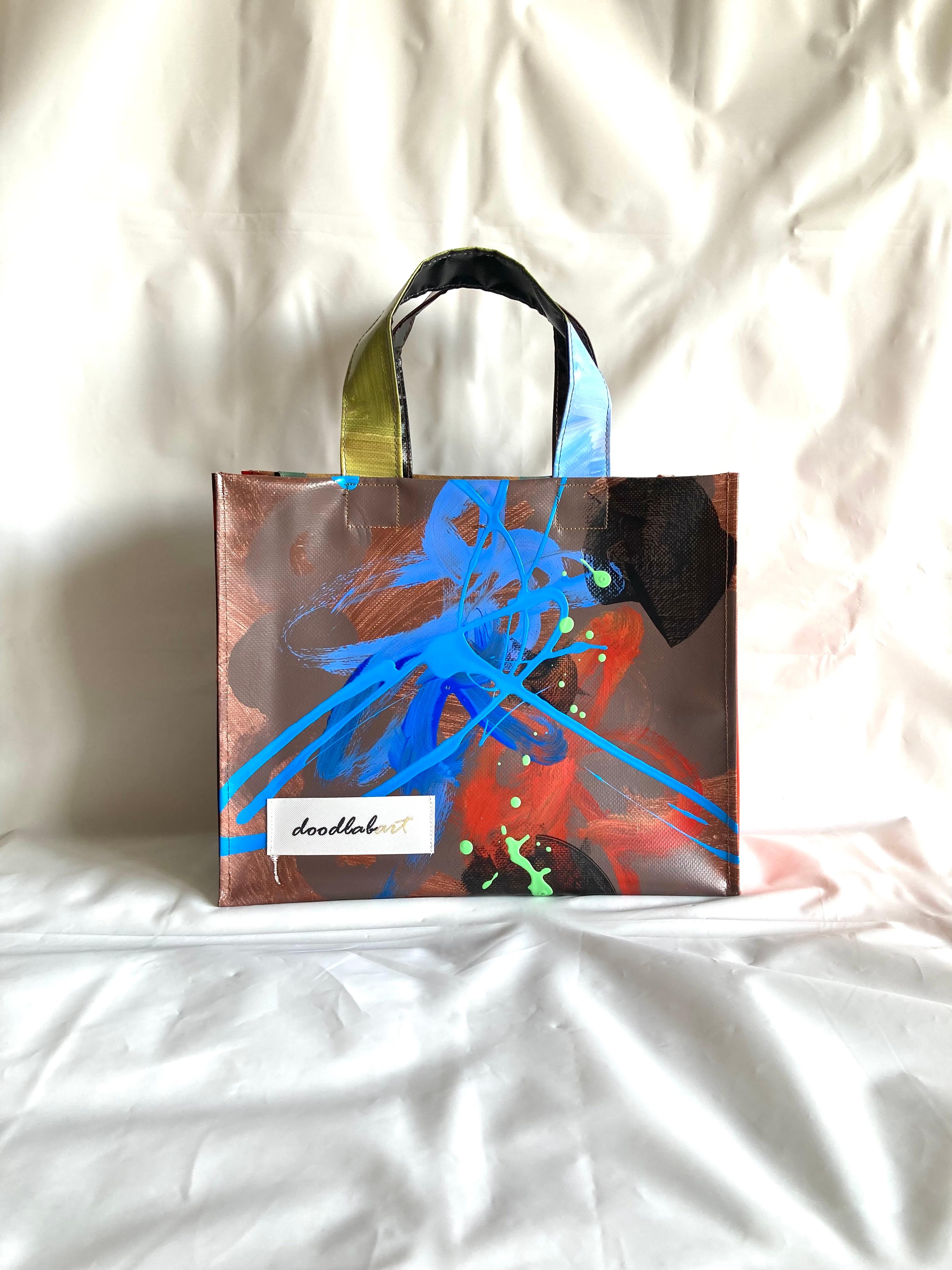 【ペイントトート　Mサイズ　STM6021】トートバッグ/防水/アート/2way/1点物