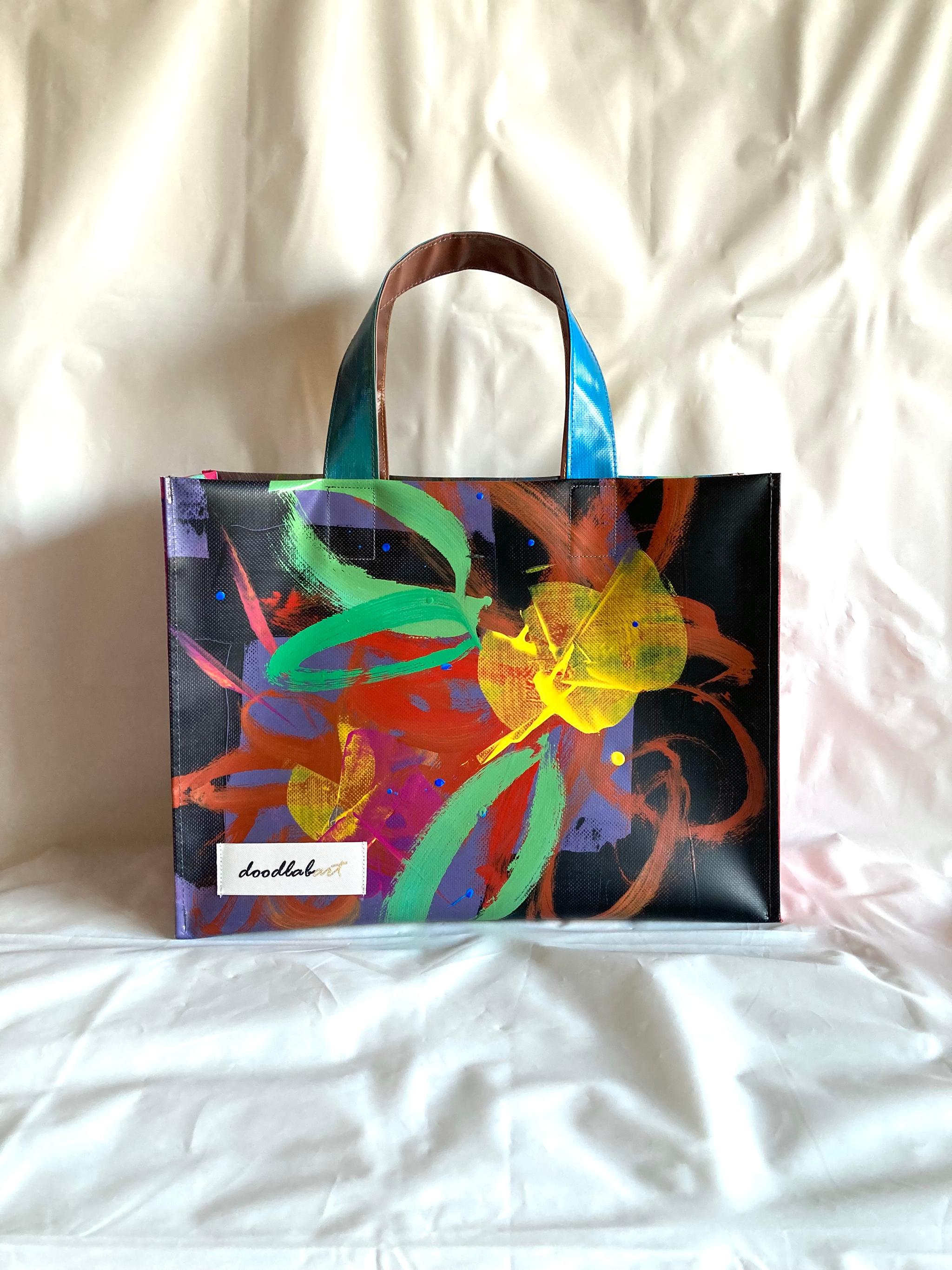 【ペイントトート　Lサイズ　STL4020】トートバッグ/A4/防水/アート/2way/1点物