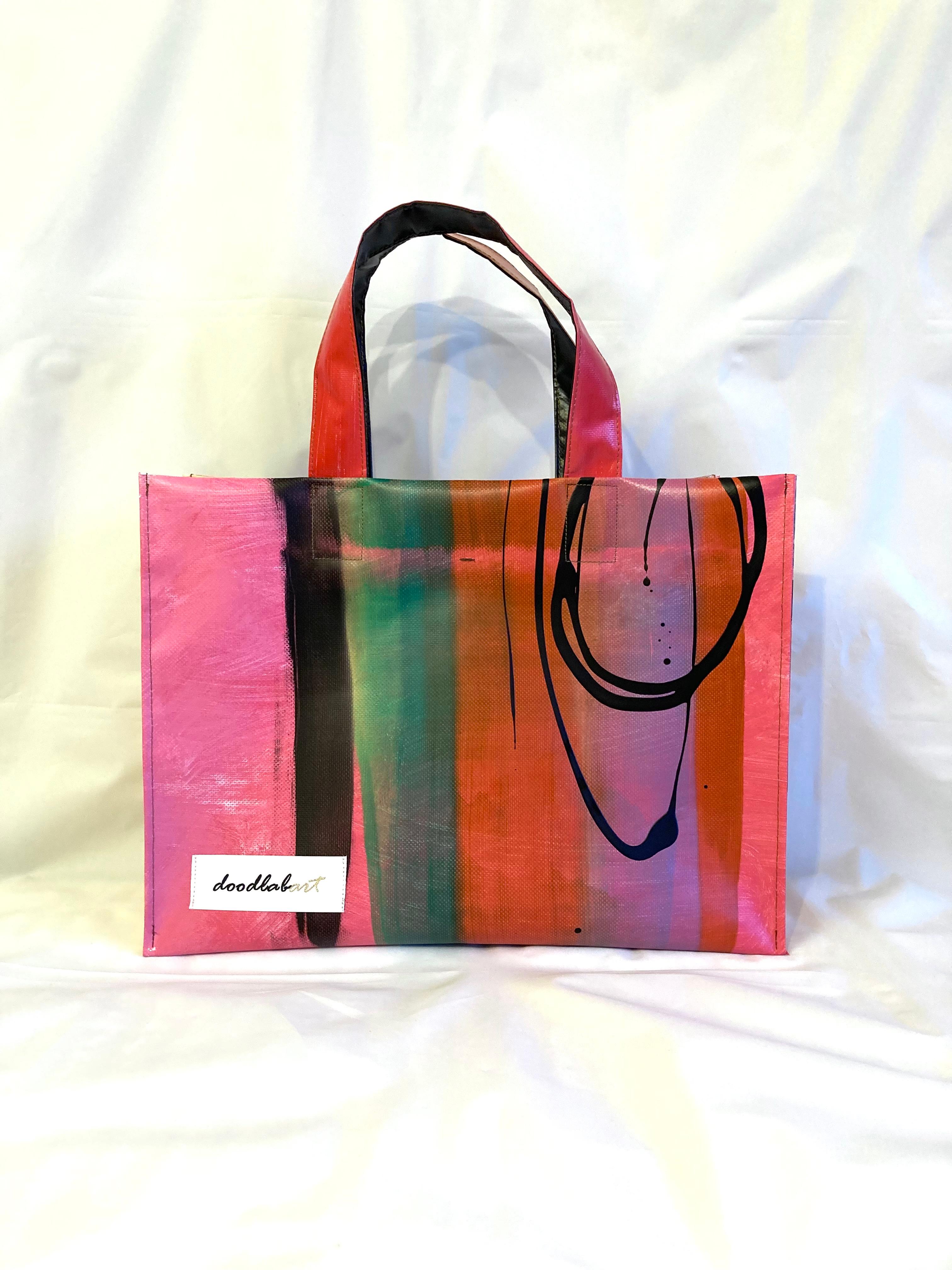 【ペイントトート　Lサイズ　STL4021】トートバッグ/A4/防水/アート/2way/1点物